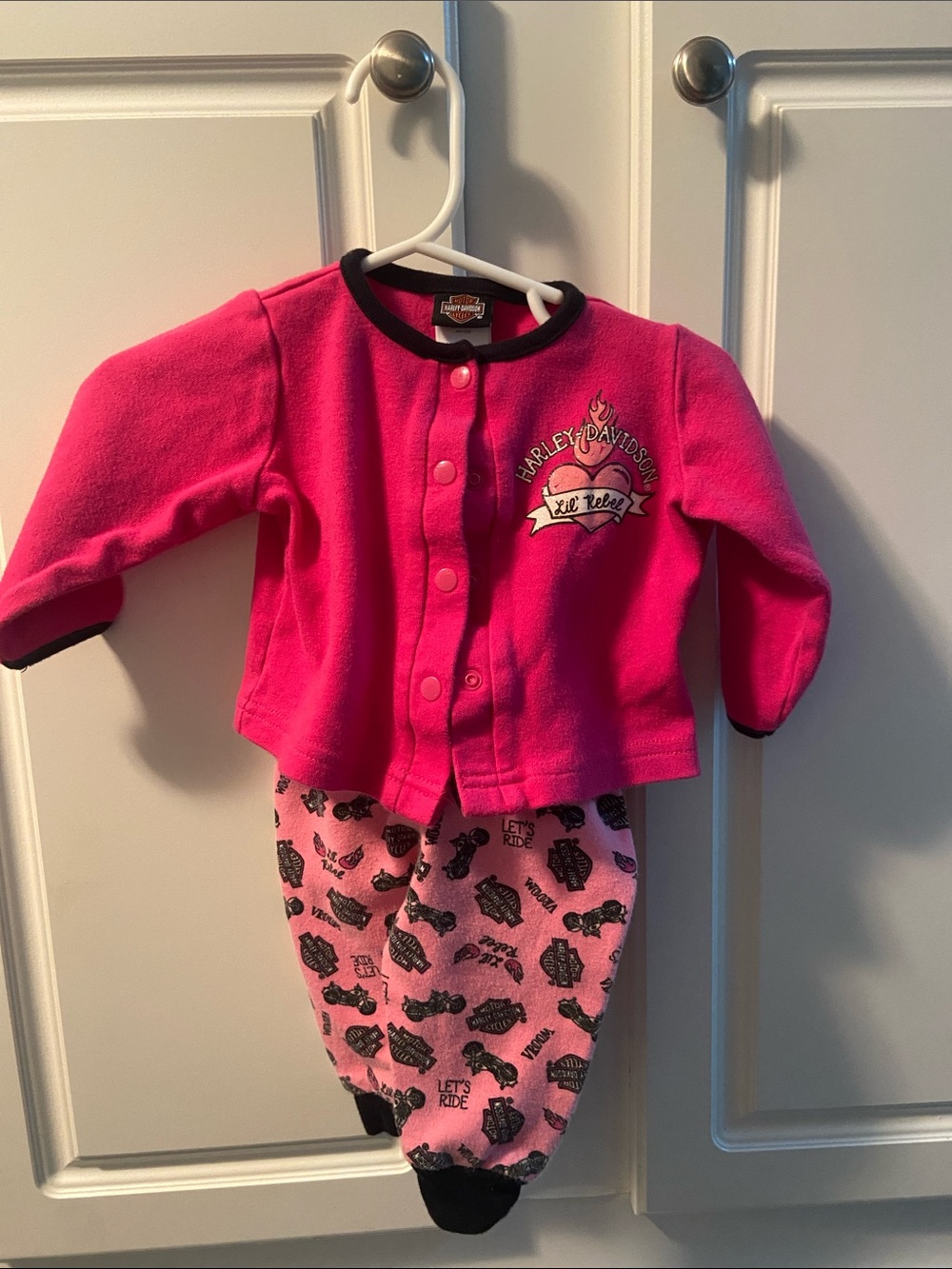 Harley-Davidson Hot Pink and Black Infant Snap-Front  Set
